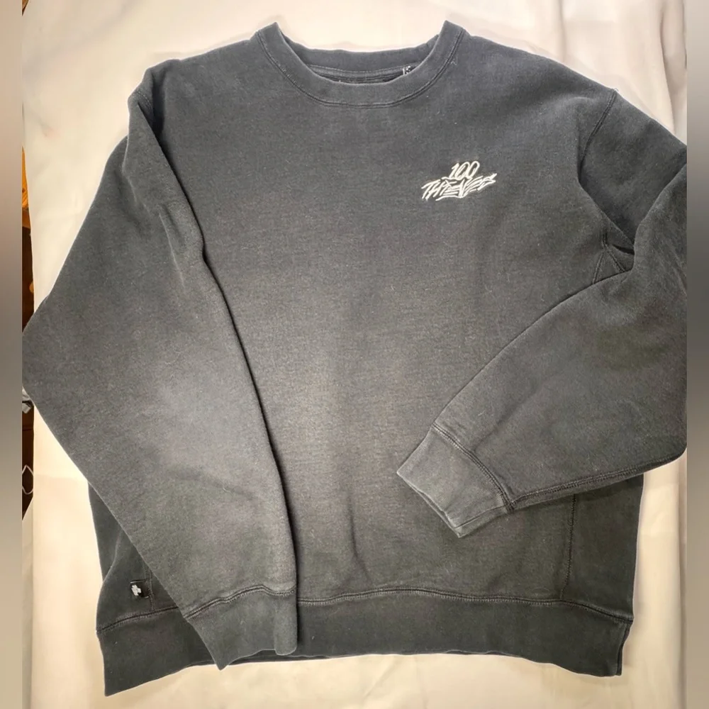 100 Thieves Embroidered Logo Crewneck Sweatshirt Size 2XL Black